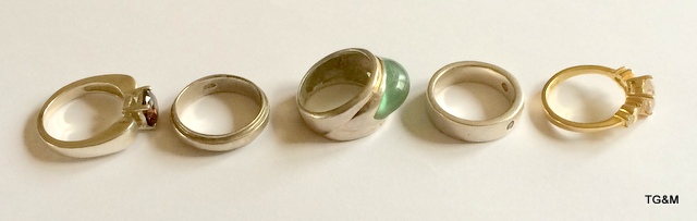 5 mixed silver rings - Image 2 of 2