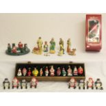 A boxed set of 12 certificated Thomas Pacconi Christmas Decorations, 2 Waterford baubles, a Nativity