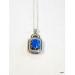 A silver cz and opalite pendant necklace