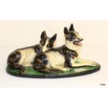 A 1956 pair of plaster Shepherd dogs 16 x 36cm