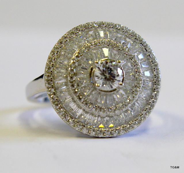 A silver and cz dress ring   size N/O