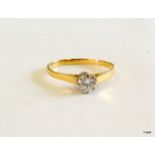 An 18ct diamond solitaire approx 0.25ct size M