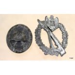 WWII German army infantry assault badge, and a similar wound badge
