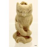 Japanese carved ivory okimono of an owl and snake with small frog. 8.5cm high
 
condition
 
Good