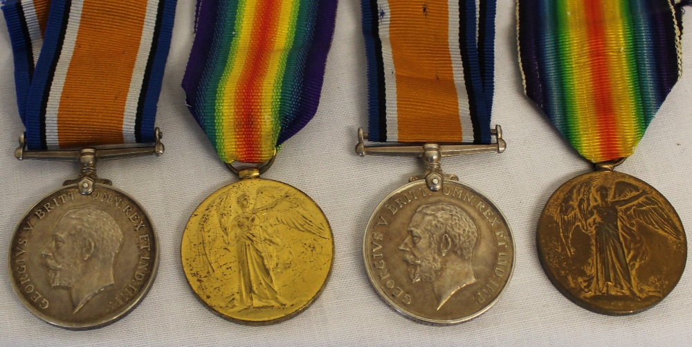Two WW1 casualty Medal pairs named to 52399 Gunner LE Russell of the Royal Artillery who died on the