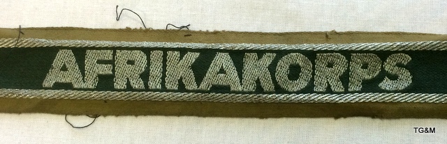 A WW2 South African Afrikakorps sleeve title. Measures 16" long. - Image 2 of 7