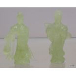 A pair of Jade carved figures 8cm high