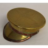 A superb WW1 trench art snuff box or ashtray made from a brass shell case in the form of an