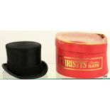 Christy's London black top hat, size 7 1/2 in original red box