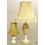 A pair of Alabaster table lamps highest 66cm