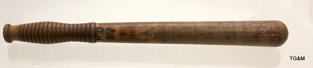 Victorian Police Officer's Fine Quality Turned Wood Truncheon DG27 Embossed. 39.5 cm long.