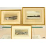 3 gilt framed Victorian watercolours of coastal scenes. The largest measuring 36cm x 29cm