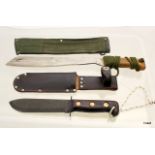 Falkland's War Veteran Commando Officer's 1982 dated 19cm Knife in Leather Scabbard & 1980 Dated