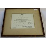 A Mentioned in Despatches citation awarded to Staff Sergeant WJ Ashworth of the Royal Army Medical