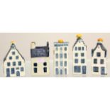 6 Delft Dutch house models. 11cm x 6cm.