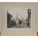 Ian Strang - The Demolition of Regents Street, monochrome etching, signed and dated 1923 in