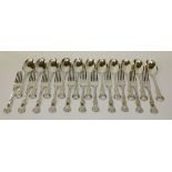 A harlequin set of Victorian silver Queen's pattern cutlery, comprising eleven table forks and