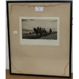 Joseph Kirkpatrick - The Plough Team, early 20th Century monochrome etching with aquatint, signed in