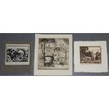 E. Sharland - View of an Archway, monochrome etching, signed in pencil, approx 18cm x 16cm, together