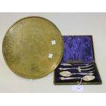 An Art Nouveau plated dessert set, comprising a pair of spoons, a cake fork and a butter knife,