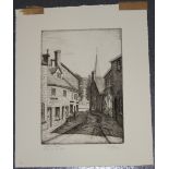 R.H. Eason - 'Church Street, Stow-on-the-Wold', monochrome etching, signed, titled and editioned 2/