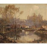 William Longstaff - View of Arundel from the River, 20th Century oil on canvas, signed, approx