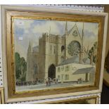 Dion Pears - View of Arundel Cathedral, early/mid-20th Century watercolour, signed, approx 42cm x