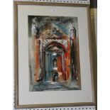 Nick Plumley - Big School at Christ's Hospital, mixed media on paper, signed and dated Oct '96,