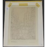 After L.S. Lowry - 'Outside the Mill', monochrome print produced in an unsigned limited edition of