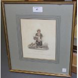 Five hand-tinted prints, Cries of London, each approx 17.5cm x 14.5cm, all within gilt frames.