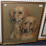 Marjorie Cox - 'Fern and Solo' (Study of Two Labradors), pastel, signed, titled and dated 1969,
