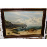 F.E. Jamieson - Coastal View, oil on canvas, signed, approx 39cm x 60cm.