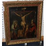 Late 18th Century Northern European School - The Crucifixion, oil on wood panel, approx 36.5cm x