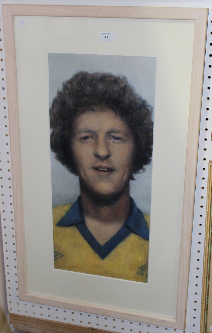 Mark L'Anson - Portrait of the Scottish Footballer Jim Cowan, oil on paper, letter verso, approx