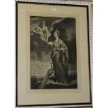 After Joshua Reynolds - 'Mrs Blake', late 18th Century monochrome mezzotint, approx 63cm x 41.5cm.