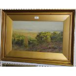 T. Hampson Jones - Landscape with Distant Bay, late 19th/early 20th Century oil on canvas, signed,