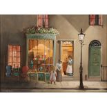 Deborah Jones - 'J. Pettigrew, The Antique Shop', oil on board, signed recto, titled label verso,