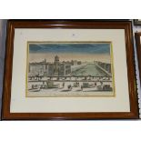 An 18th Century French hand-coloured engraving, 'La Samaritaine sur le Pont-Neuf a Paris', approx