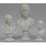 A J. & T. Bevington Parian bust of Milton, circa 1870, raised on a socle base, impressed marks to