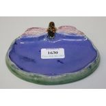 A Royal Doulton stoneware Wright's Coal Tar soap dish, the blue and green glazed dish mounted with a