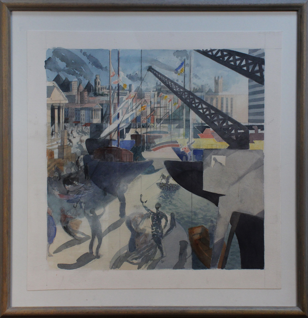 Bill Jacklin - View of the Bristol Docks, watercolour over pencil, signed and indistinctly dated, - Image 3 of 3