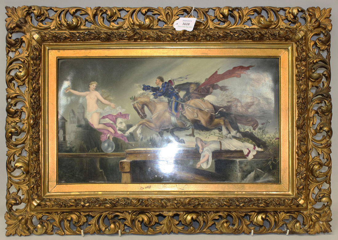 A Berlin KPM porcelain rectangular plaque, late 19th Century, painted after Henneberg with the - Image 4 of 4