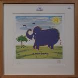 After John Lennon - 'An Elephant Forgetting', 20th Century serigraph, signed by Yoko Ono Lennon