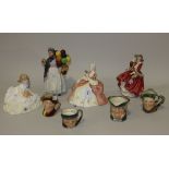 Three Royal Doulton figures, comprising 'Top of the Hill', HN1834, 'Biddy Penny Farthing', HN1843