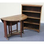 A George V oak four-tier open bookcase, on bracket feet, width approx 79cm, together with two oak