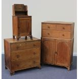 A George V oak part bedroom suite by Waring & Gillow Ltd, comprising a chest of drawers, a bedside