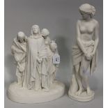 A Minton Parian figure group The Three Marys, circa 1865, raised on an oval base, impressed marks to