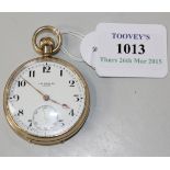 A 9ct gold cased keyless wind open-faced gentleman's pocket watch by J.W. Benson, the signed white