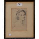 Rudolf Lehmann - 'Portrait of a Young Woman', pencil drawing, signed with monogram and inscribed and