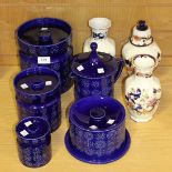 A small group of Portmeirion blue glazed Totem ware, together with a Mason's 'Mandalay' pattern vase